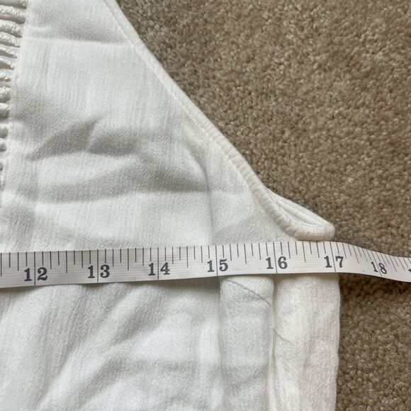 Skies Are Blue Crochet Maxi Dress Womens Large White Boho Kinsey Halter Flowy - Picture 8 of 10